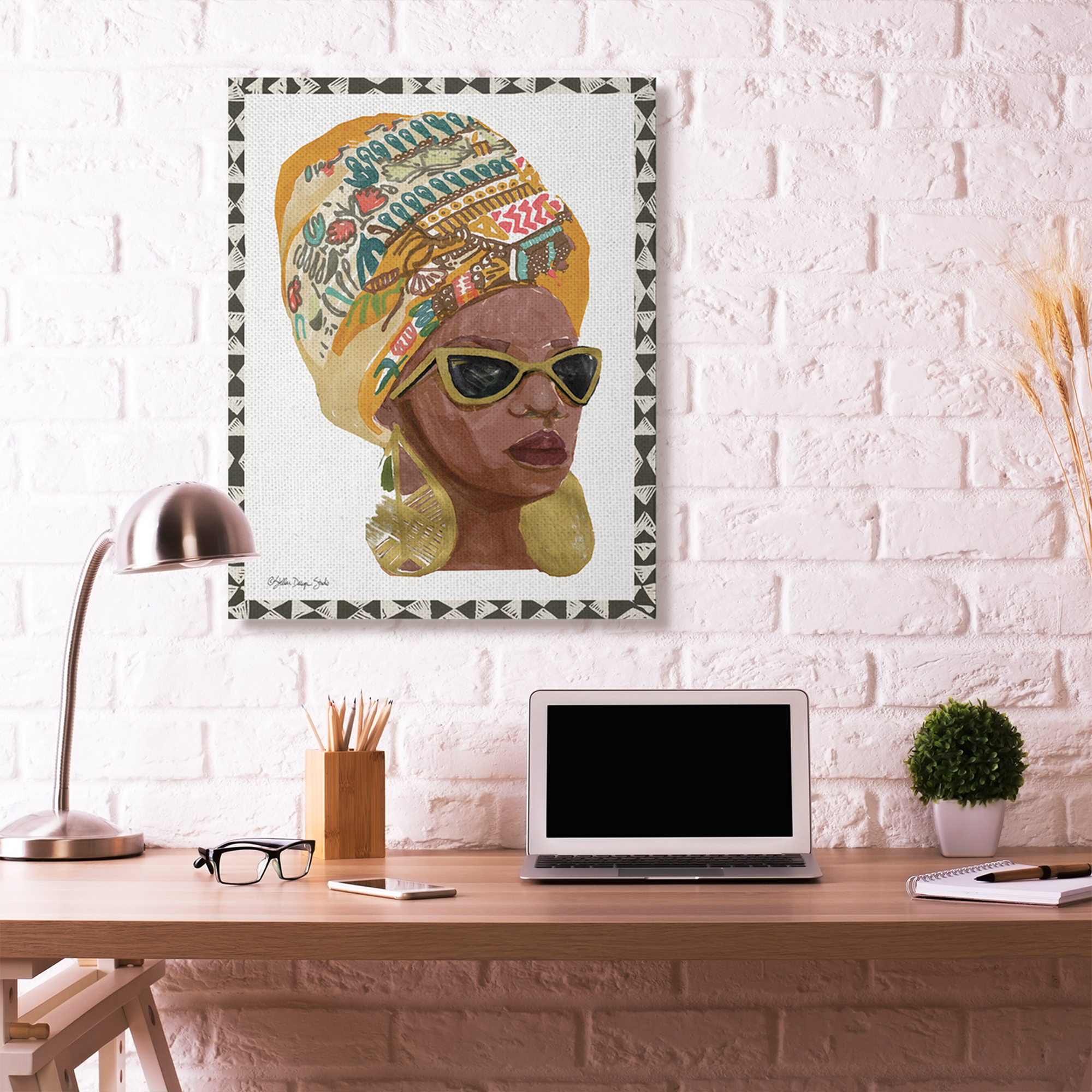 Stupell Home Décor Patterned African Fashion Model Painting Canvas Wall Art by Stellar Design Studio