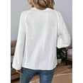thumbnail image 6 of Women'S Boho Tops Long Sleeve V Neck Embroidery Blouse Linen Shirt White L, 6 of 7