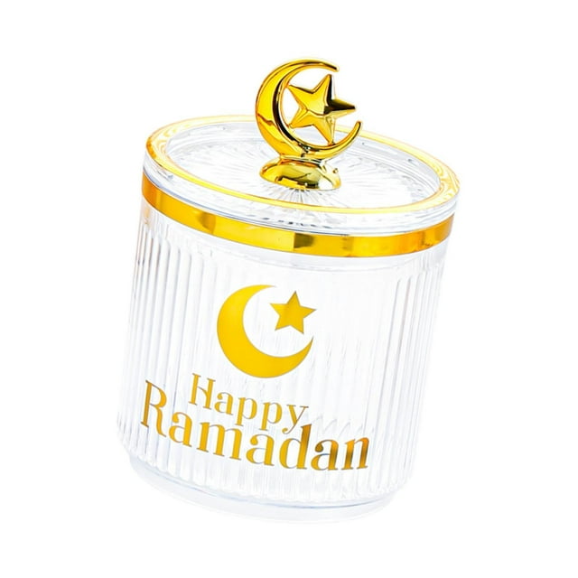 Lipstore Ramadan Candy Jar Decoration Resuable Countertop Organizer Candy Serving Jar Moon Star Clear