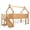 Natural+Shelves, variant on Bellemave Twin Size Loft Bed with Slide and LED Lights, Wood House Roof Low Loft Beds Frame with Ladder, Under Bed Storage, No Box Spring Needed(Natural)