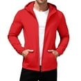 thumbnail image 7 of Men's Summer Light Solid Color Outdoor Loose Large Size Sun Protective Clothing Windbreaker Jacket for Spring and Fall Adventures, Hiking, and Casual Outings,Red,3XL, 7 of 7