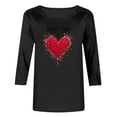 thumbnail image 4 of Yteetum Valentine's Day 3/4 Sleeve Tops for Women Oversized Crewneck Valentines Graphic Print Short Sleeve T Shirt Womens Casual Solid Round Neck Loose Comfy Three Quarter Sleeve Shirt Spring Clothes, 4 of 6