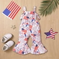 thumbnail image 2 of Utlike Girls Jumpsuit Toddler Independence Day Print Strappy Jumpsuit Flared Romper With Ruffle Trim Fashion Playsuits Size 12 Months-18 Months, 2 of 4