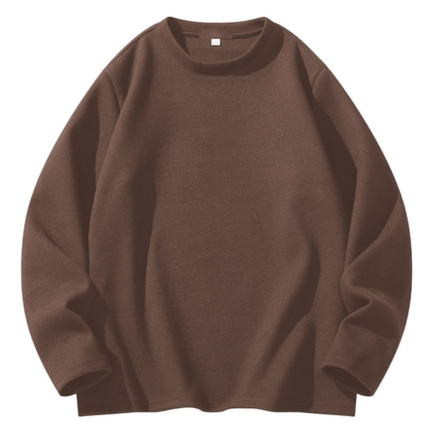 pstuiky camisa de manga larga para hombre, Camisas de manga larga con cuello redondo, cálidas e informales, de color liso, para hombre tops de invierno para hombre l