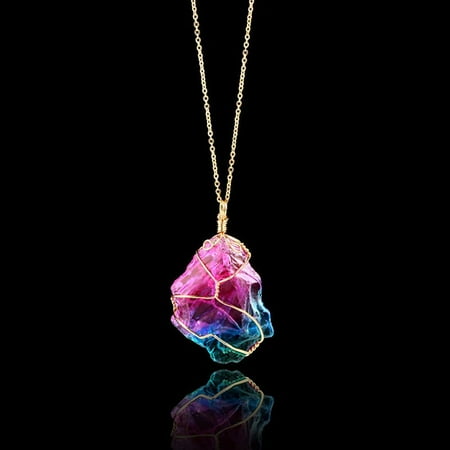 

Crystal Natural Rock Pendant Rainbow Fashion Necklace C1M2