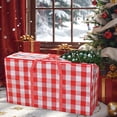 thumbnail image 4 of Tuvgenk Wreath Storage Container Holiday Wreath Storage Bag Checkered Red 32x24x8 inch Plastic Dust Bag, 4 of 7