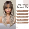 thumbnail image 4 of Long Black Wigs for Women Shouler-Length Black Mixed Blonde with Bangs Natural Synthetic Wig Hair Repalcement Wig for Daily Party Use, 4 of 12