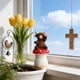 thumbnail image 4 of CREATITOY Easter Rustic Highland Cow Figurine Home Garden Decor, 4 of 6