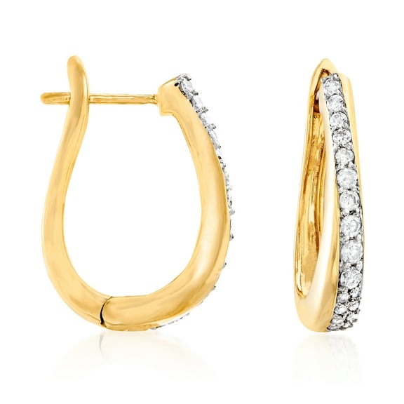 Ross-Simons 0.50 ct. t.w. Diamond Hoop Earrings in 18kt Gold Over Sterling, Women's, Adult