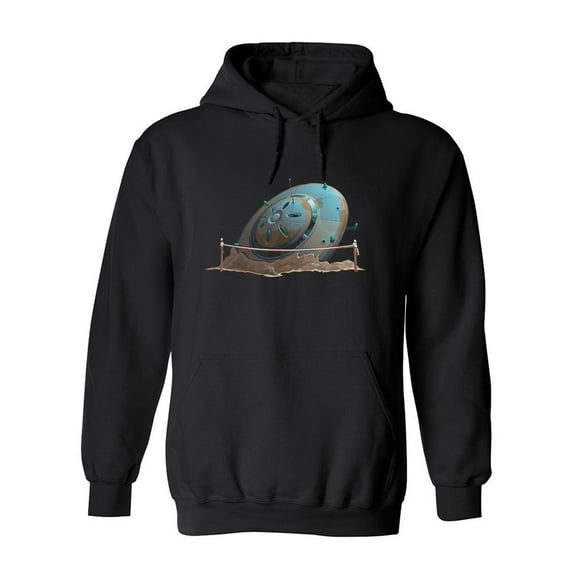 Crashed Ufo Design Hoodie Men -Image by Shutterstock, Male 3X-Large