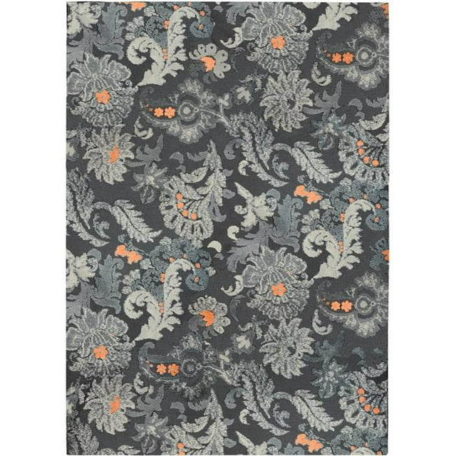 Homefires PMF-BT001E 5 x 7 ft. Flannel Floral Indoor Area Rug, Gray