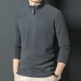 thumbnail image 2 of SWSMCLT Men's Long Sleeve Fleece Sweatshirt Solid Slim Fit Half Zip Up Tshirt Mock Neck Fall Top Winter Warm Pullover Fall Shirt Thermal Soft Casual Outdoor Grey 42, 2 of 5