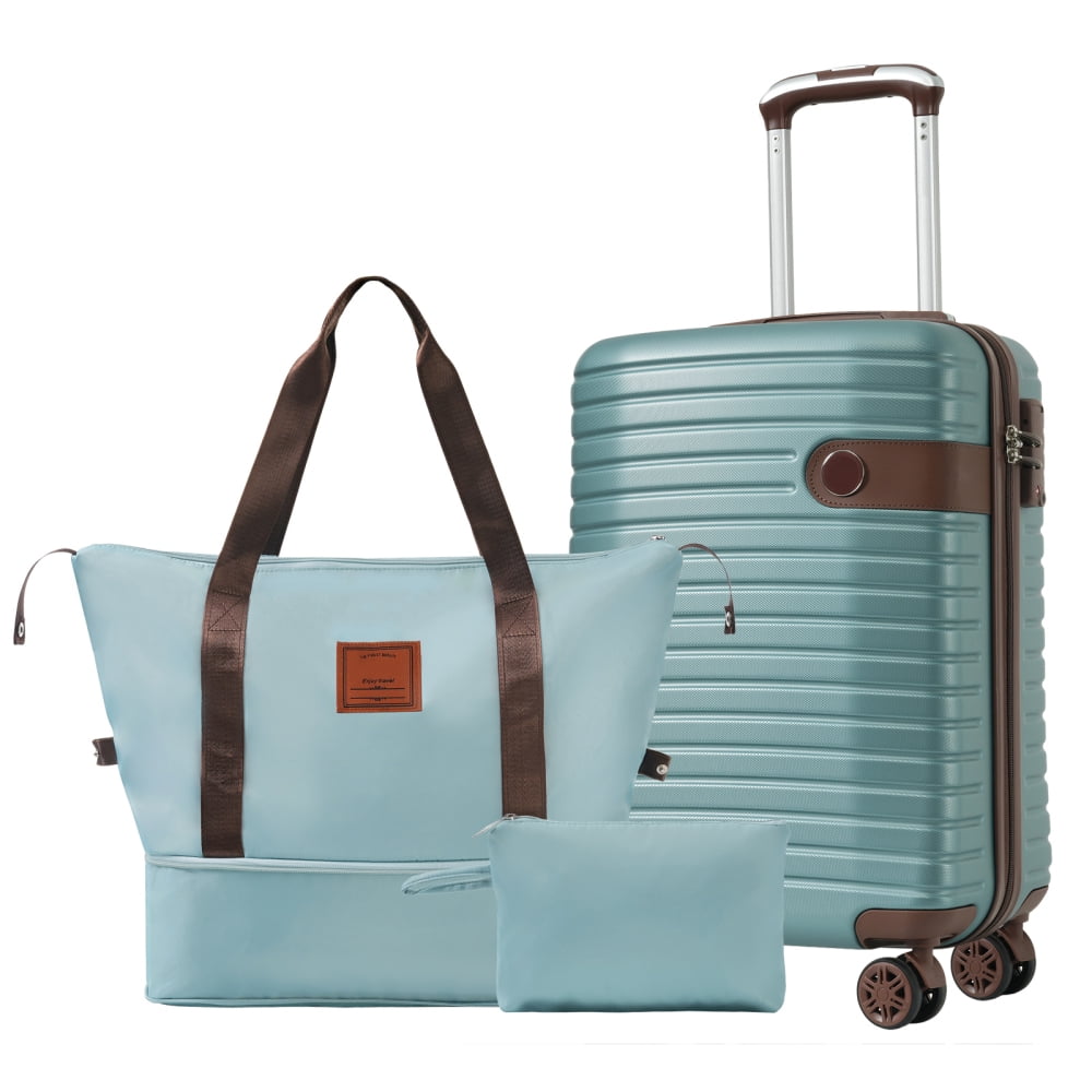Tcbosik Suitcase Set, 3 Piece Carry On Hardside Luggage with TSA Lock and Spinner Wheels (20 inch, Blue)