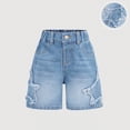 thumbnail image 6 of Liyamei Girls Denim Shorts with Stretch Fit for Summer Play Size 8-12,Blue, 6 of 6
