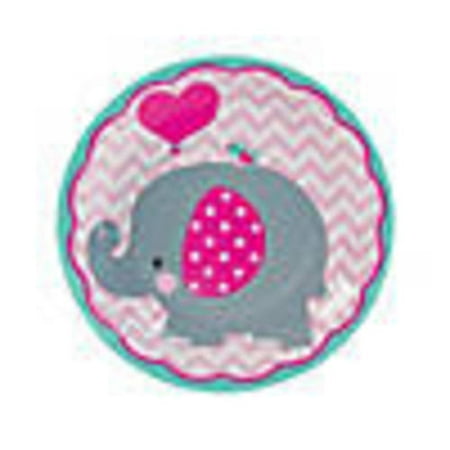 1st Birthday Pink Elephant Paper Dessert Plates