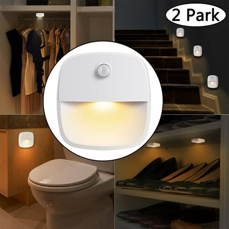 

VONTER Portable Sensor Night Light Stick-On Night Light Warm White LED Motion Sensor Bedroom Bathroom Kitchen Hallway Stairs Energy Efficient Compact 2-pack