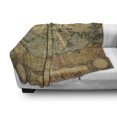 thumbnail image 3 of World Map Soft Flannel Fleece Throw Blanket, Old Chart Vintage Composition of 16th Century Atlas Print, Cozy Plush for Indoor and Outdoor Use, 50" x 60", Sand Brown Slate Blue, by Ambesonne, 3 of 6