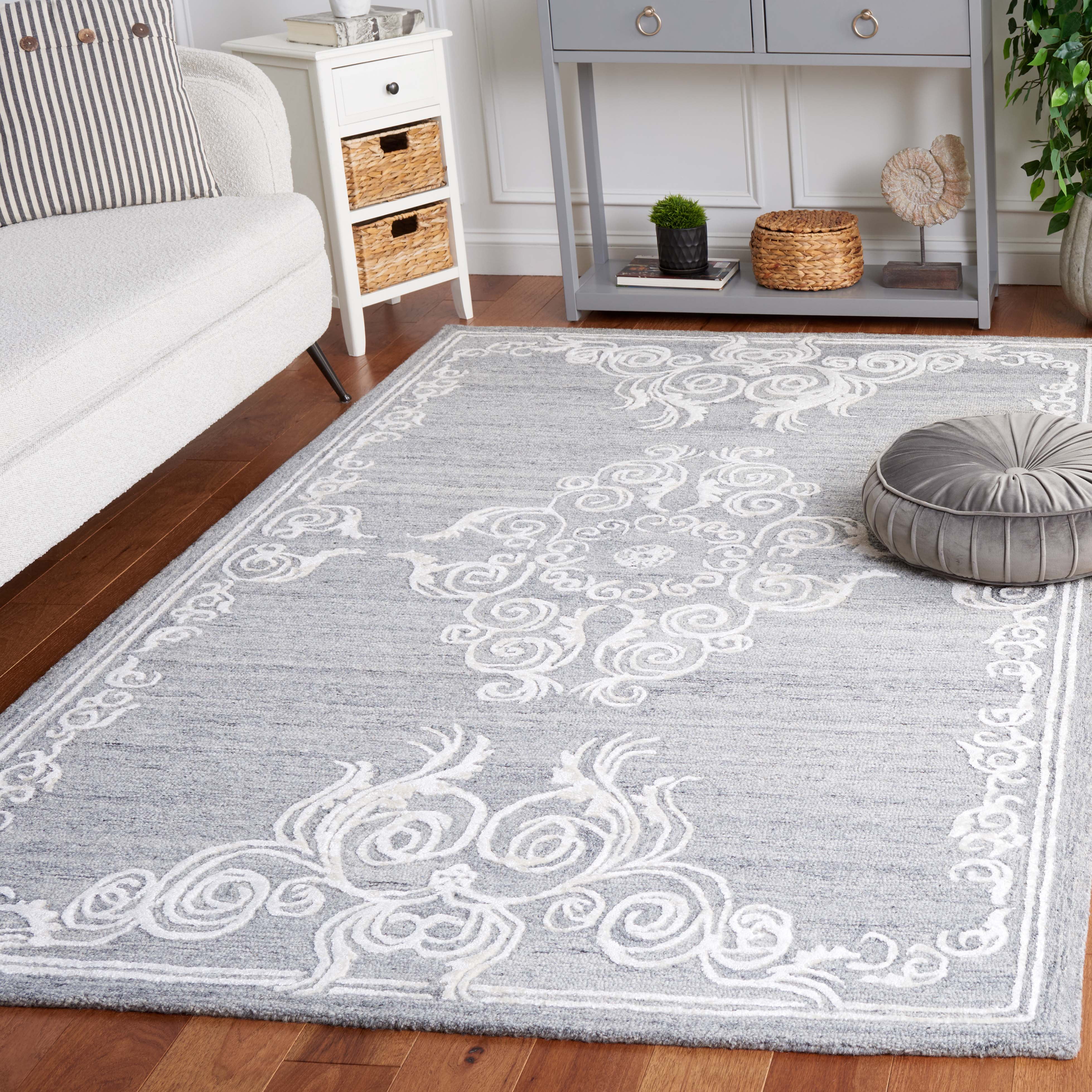 SAFAVIEH Glamour Euler Abstract Area Rug, Grey/Ivory, 4' x 6'