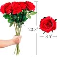 thumbnail image 2 of 12PCS Red Artificial Rose Flowers, Silk Roses Single Stem Realistic Fake Rose Bouquet for Wedding Bridal Shower Home Garden Decorations, 2 of 7