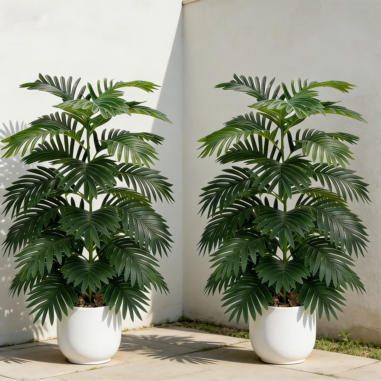 2Pcs Artificial Plants in Pots Fake Greenery for Home Office Farmhouse Indoor Outdoor Decor