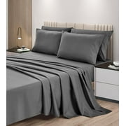Chezmoi Collection 4-Piece Gray Sheet Set Twin - Extra Soft Breathable Brushed Microfiber Bed Sheets with 15" Deep Pocket & 2 Pillowcases