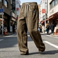 thumbnail image 3 of Lmueinov Men's Straight Leg Breathable Pants Cotton Blend Drawstring Waist Loose Fit Lightweight Trousers for Summer Fall Beach Casual Vacation Wear S-5XL, 3 of 4