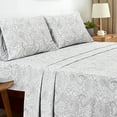 thumbnail image 6 of Sleepdown 100% Cotton Twin XL Sheet Set, Ultra Soft Cotton Bed Sheet, Cozy percale sheets Elastic Fitted Sheet Set Lightweight and breathable bedding set, Paisely Grey, 6 of 8