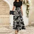 thumbnail image 4 of Tee Shirt Dresses For Women, T Shirt Dress Casual Floral Wedding Guest High Waist Elegant Classy Flowy Long Dress Swim Midi Women Summer Linen Dresses 2025 Dresses (M, Black) ZMTing, 4 of 5