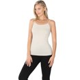 thumbnail image 3 of Women Basic Seamless Slim Fit Longline Undershirt Spaghetti Camisole Tank Top with Adjustable Straps (Bone, LXL), 3 of 3