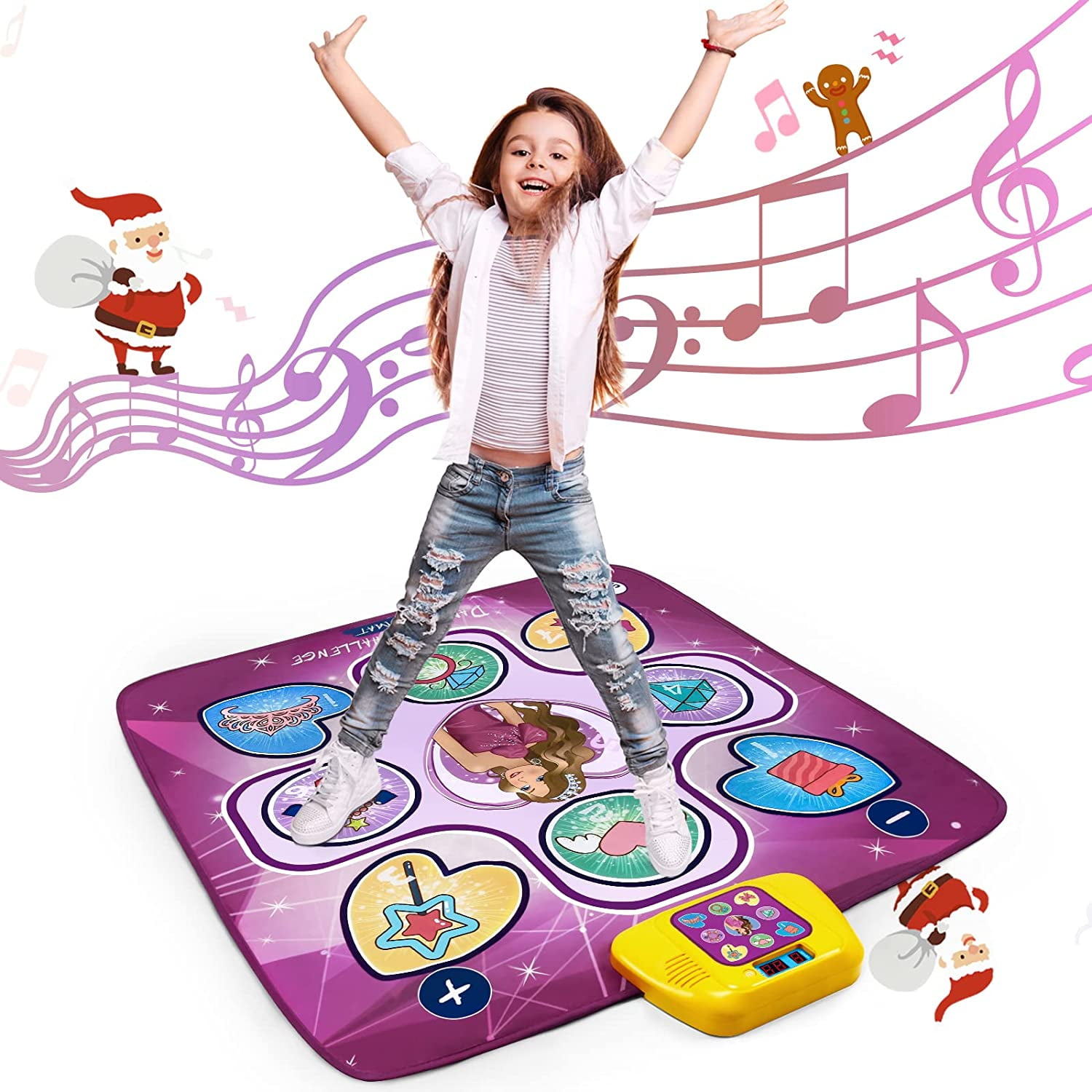 Zendure Dance Mat - Dance Mixer Rhythm Step Play Mat - Dance Game Toy Gift for Kids Girls Boys - Dance Pad with LED Lights, Adjustable Volume, Built-in Music, 3 Challenge Levels (3-12 Years Old)