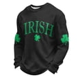 thumbnail image 3 of Jinhomg St Patricks Day Shirt for Men Green Waffle Crewneck T-Shirts Elbow Shamrock Print Long Sleeve Tops Funny Breathable Workout Tee Pullover Black,XL, 3 of 4
