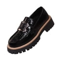 thumbnail image 2 of Aobny Thick Woman Shoes Business Casual Shoes Office Shoes Dress Shoes Loafers Shoe Black Low Heel Round Toe Slip-On Waterproof Womens Summer Shoes,Size 40, 2 of 9