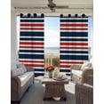 thumbnail image 4 of Navy Blue Red Striped Blackout Curtains, Light Blocking Print Window Curtains, Gradient Horizontal Lines Thermal Insulated Window Drapes for Living Room Kitchen Cafe 2 Panels, 55"W x 39"L, 4 of 9