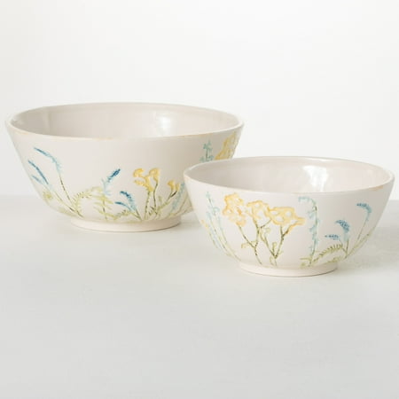 

Sullivans Herb Imprinted Serving Bowls Set of 2 9.75 L & 8 L Multicolored