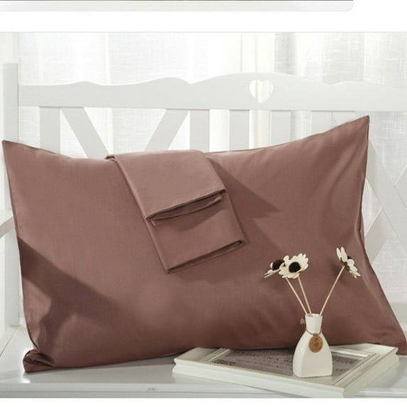 The Great American Store BACK TO SCHOOL COLLECTION 1800 Series Microfiber Solid 2PC Pillowcases For Dorm Bed (Standard, Chocolate) - 1800 Series Microfiber - For Boys & Girls