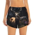 thumbnail image 3 of Uemuo Regal Stag In Forest Pattern Women's Athletic Shorts High Waisted Running Shorts with Liner Pockets Gym Elastic Workout Shorts-X-Large, 3 of 9