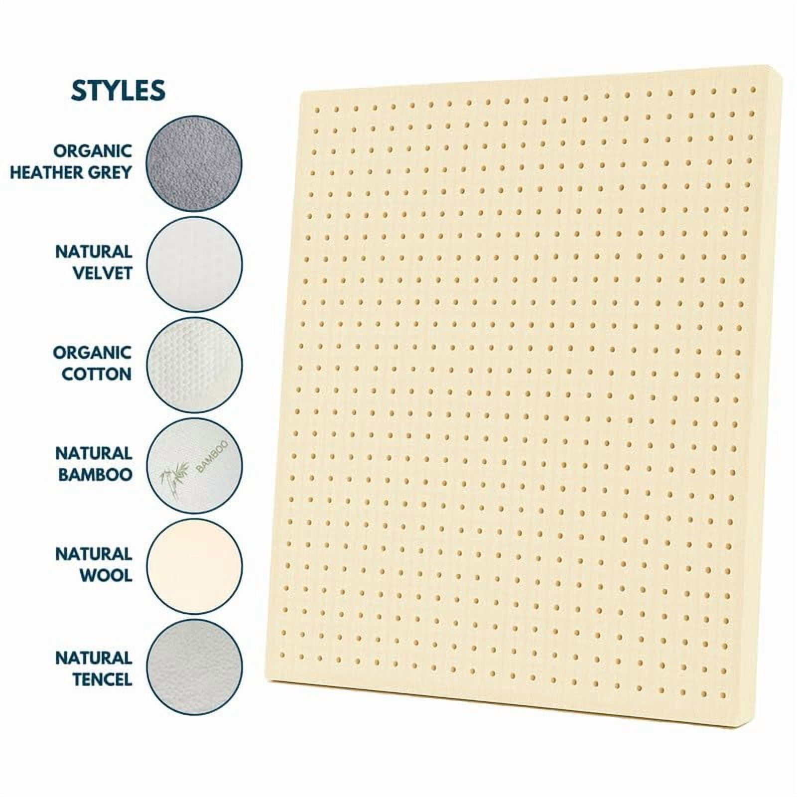ORGANIC TEXTILES Organic Latex Mattress Topper, GOLS Certified - Bamboo Cover, No Zipper - (2" Queen - Firm)