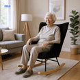 thumbnail image 4 of Sillón Mecedora Moderna Tapizado Tela Suave Negra, 4 of 9