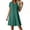 Dark Green, variant on Laqbezok Women's V-Neck Short Sleeve Dress, Casual Cotton Linen Feel A-Line Sundress, Textured Solid Color Shift Dress with Back Zipper