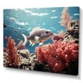 thumbnail image 2 of Designart "The Underwater Monochrome Dance Of Pink And Grey Fish III" Coastal Coral Under Water Canvas Wall Art, 2 of 7