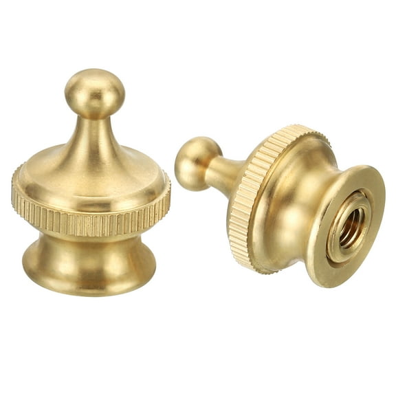 Uxcell 1.1" Tall Brass Lamp Finial Cap Knob 2 Set Round  Lamp Screw Holder Tapped 1/4-27 Floor Lamp Shade Decoration
