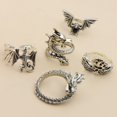 thumbnail image 4 of Women Joint Ring Punk: 5PCS Vintage Gothic Midi Finger Ring Statement Ring Set, 4 of 7