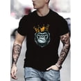 thumbnail image 1 of Camisetas de estilo urbano para hombre, con estampado gráfico, cuello redondo elástico y manga corta, diseño de "orangután", para verano, para adultos, hombres, mujeres, adolescentes, jóvenes y tiempo, 1 of 5