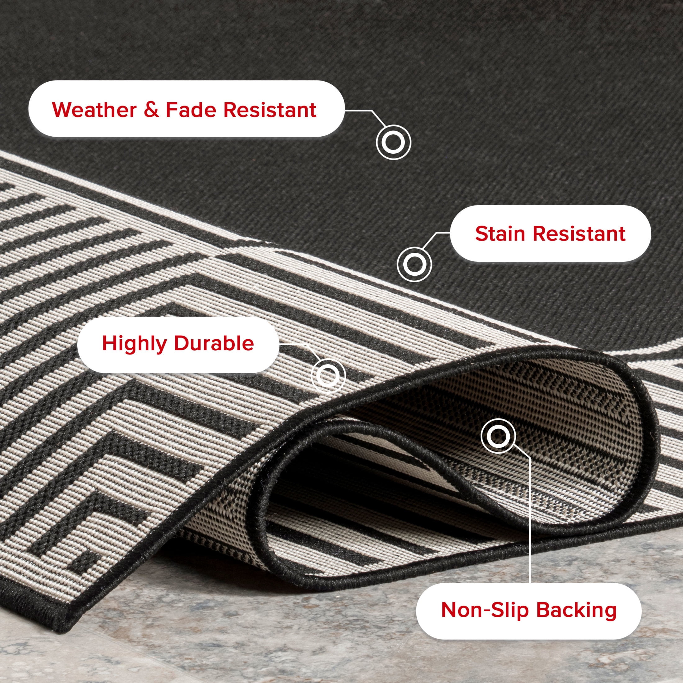 nuLOOM Asha Simple Striped Indoor/Outdoor Area Rug, 8' x 10', Asha Black