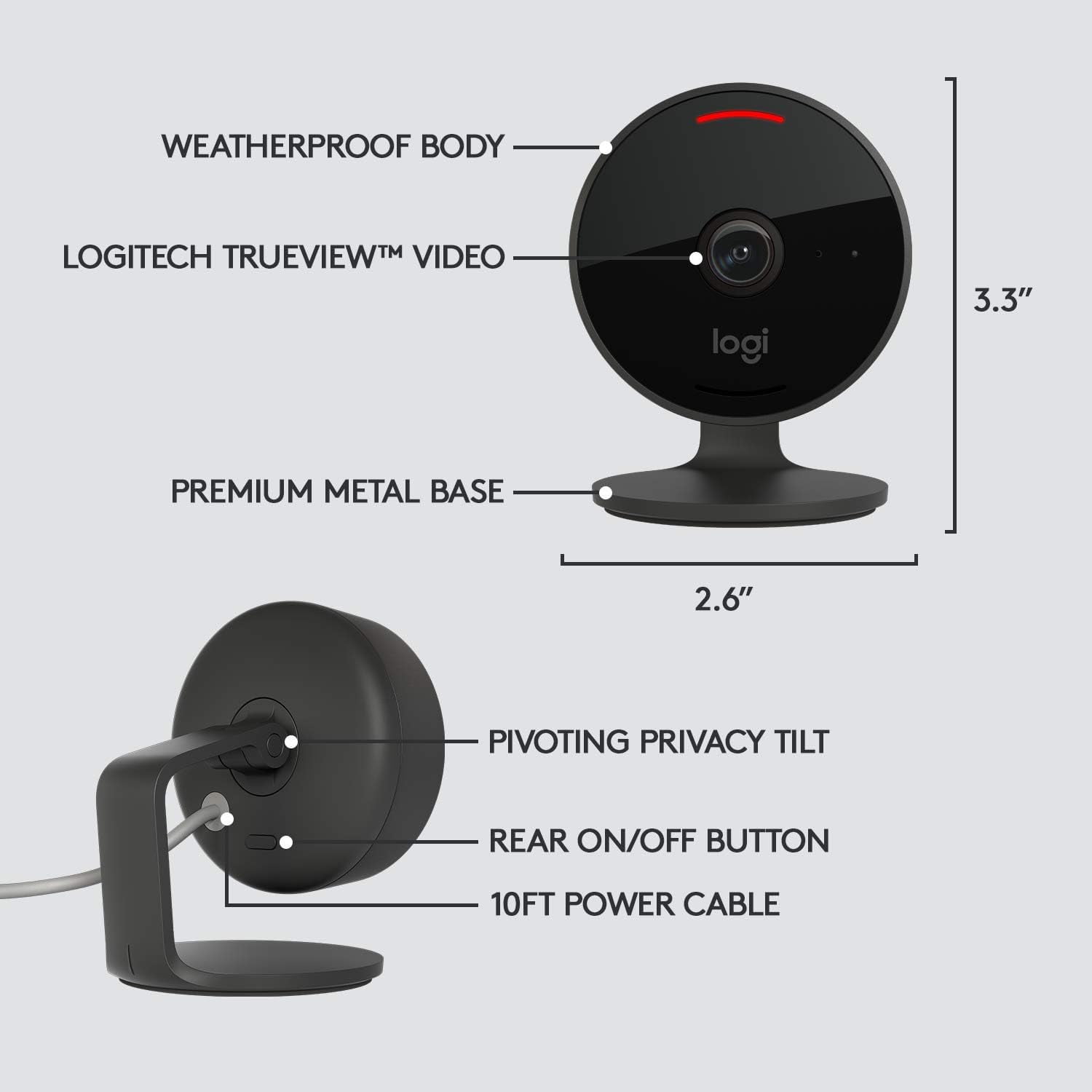 Logitech Circle View Weatherproof Wired Home Security Camera 961-000489