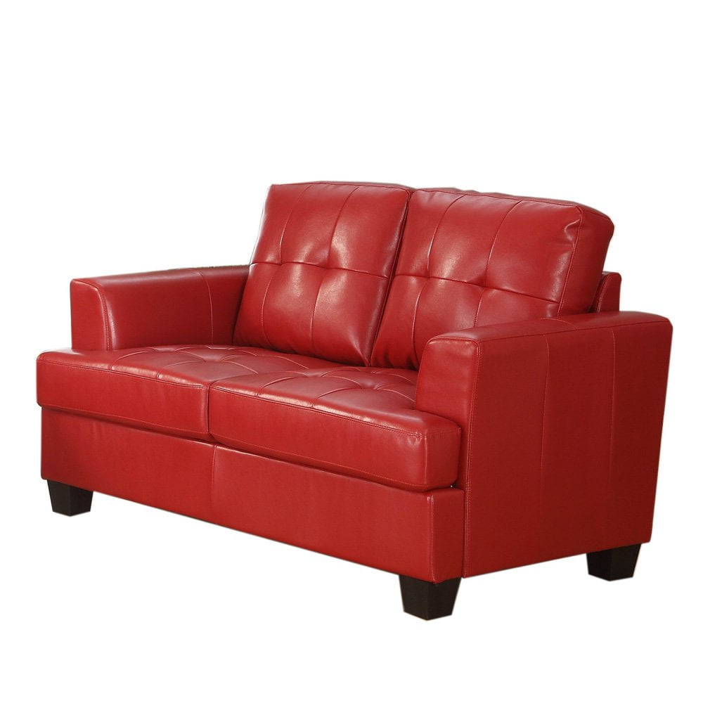 Keaton Bonded Leather Loveseat Red