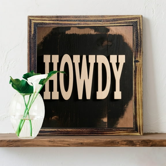 Western Howdy Home Decor Plaque 8 Inch Wooden Sign, Southwest Living Room Bedroom Bathroom Home Decor