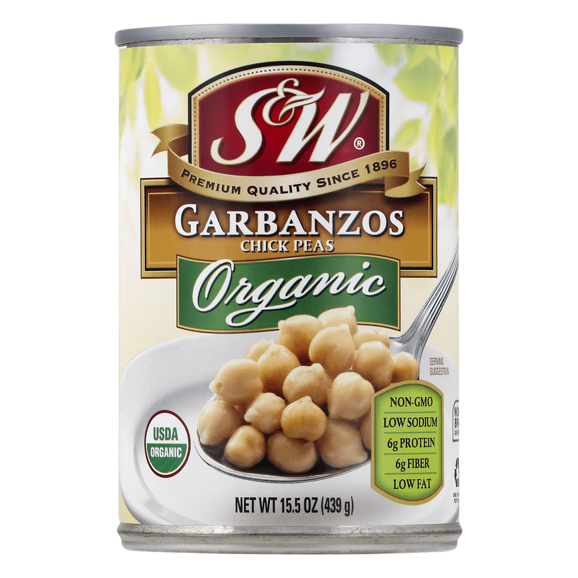 S&W Organic Garbanzo Beans Chick Peas 15.5 Oz. Can