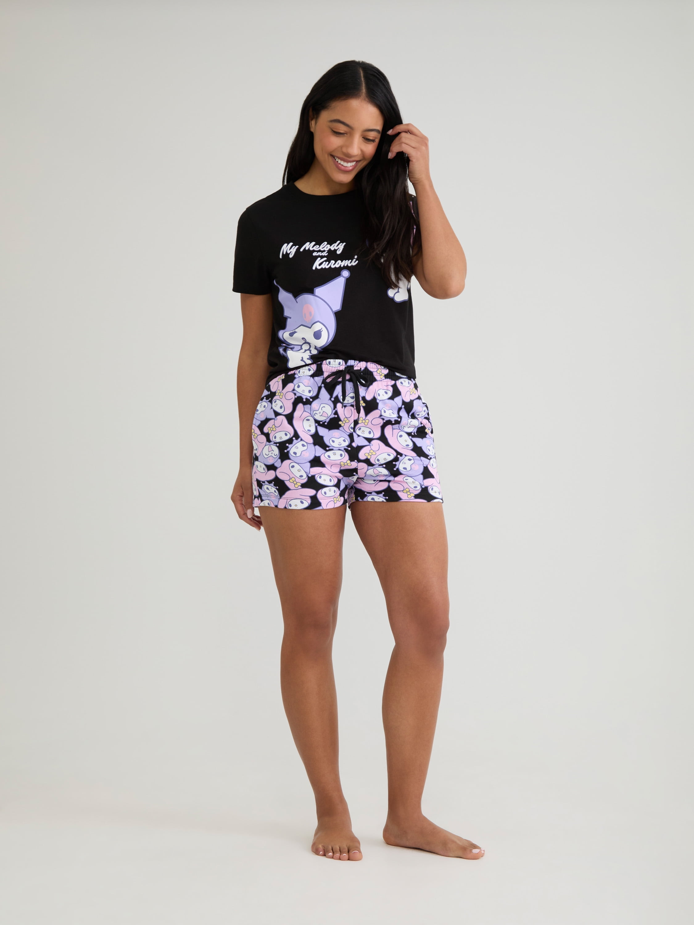 My Melody and Kuromi Women's and Women's Plus Graphic Tee and Shorts Set, 2-Piece, Sizes XXS-2XL