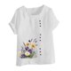 thumbnail image 2 of TaTaai Casual Printed Button Blouse, Women's Short Sleeve Linen Feel T-Shirt, Comfortable Top for All Seasons Gift, 2 of 4